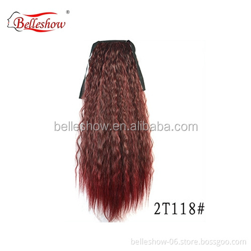Hot sell Corn hot-sale horsetail synthetic tail strap Corn-long curly-haired ponytail bundled wig ponytail naturl ponytail